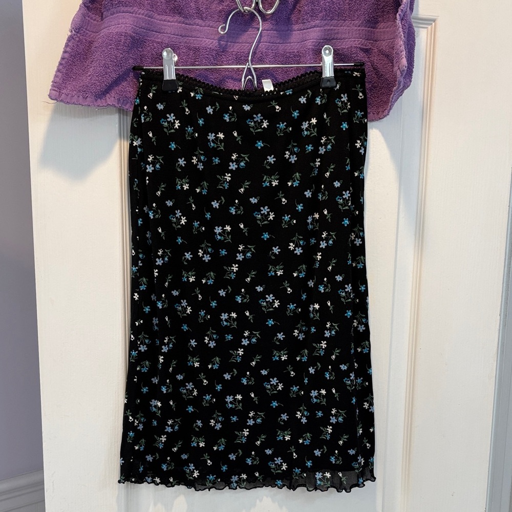 Floral Black Skirt